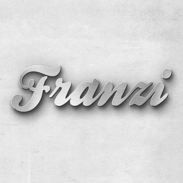 Schriftzug "Franzi", Breite: 10 cm, Schriftart: Rockradio, Befestigung: Selbstklebend