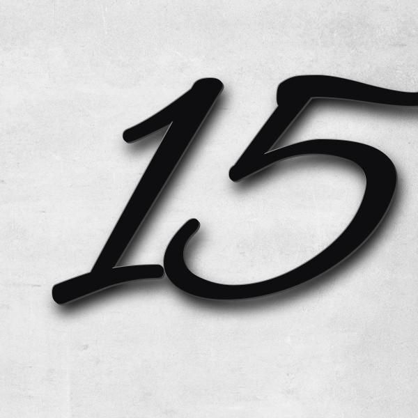 Lettering "15", stainless steel V2A powder-coated - high quality & weather resistant