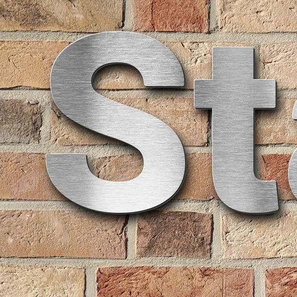 Schriftzug "Stadt Burgdorf - Ortsfeuerwehr" in Schriftart "Sans", Edelstahl V2A gebürstet - hochwert