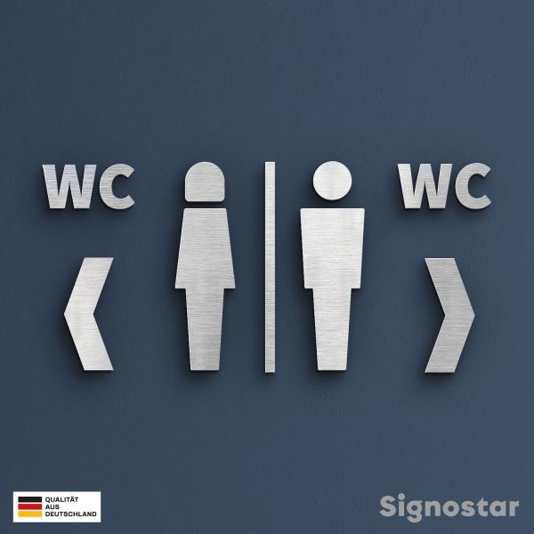 WC Piktogramm Edelstahl - Damen & Herren WC links rechts