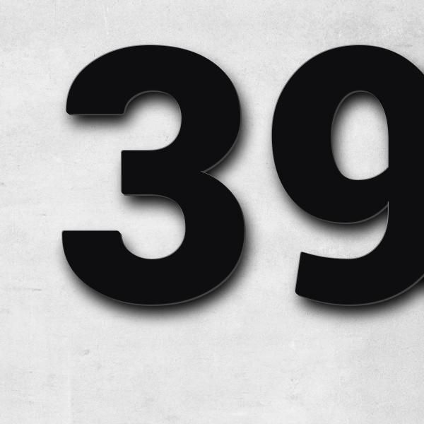 Schriftzug "396j" in Schriftart "Sans", Edelstahl V2A pulverbeschichtet - hochwertig & wetterbeständ