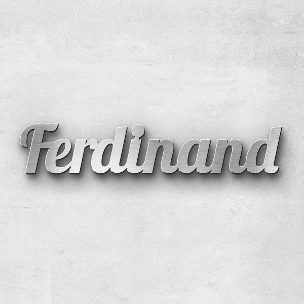 Schriftzug "Ferdinand", Breite: 16 cm, Schriftart: Rockradio, Befestigung: Ohne