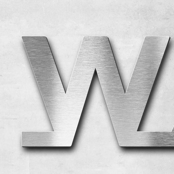 Schriftzug "Wagner-Ruffing" in Schriftart "Baseline", Edelstahl V2A gebürstet - hochwertig & wetterb