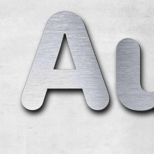 Schriftzug &quot;Autohaus Nienburg&quot; in Schriftart &quot;Classic&quot;, Acryl-Kunststoff in Edelstahl-Optik gebürste