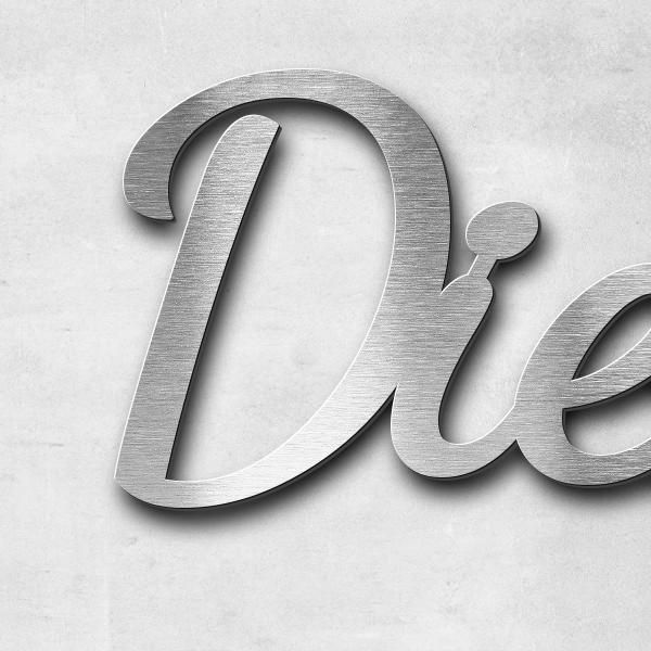 Schriftzug "Die Liebe" in Schriftart "Filigrano", Edelstahl V2A gebürstet - hochwertig & wetterbestä