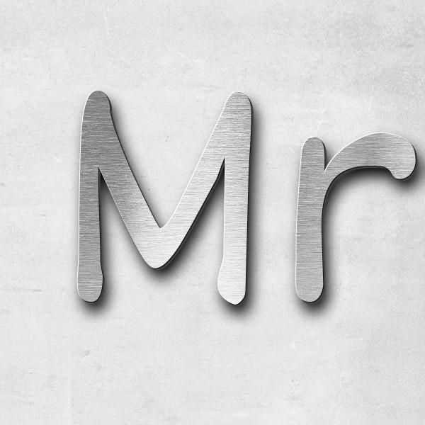 Schriftzug "Mrs. Nelson" in Schriftart "Malta", Edelstahl V2A gebürstet - hochwertig & wetterbeständ