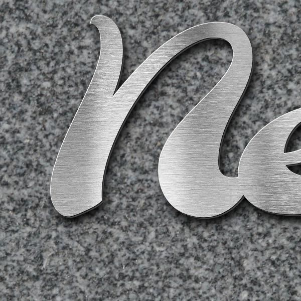 Schriftzug "Neubert" in Schriftart "Molarite", Edelstahl V2A gebürstet - hochwertig & wetterbeständi
