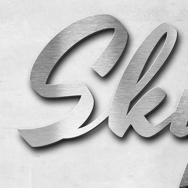 Schriftzug "Skipper" in Schriftart "Retroracer", Edelstahl V2A gebürstet - hochwertig & wetterbestän