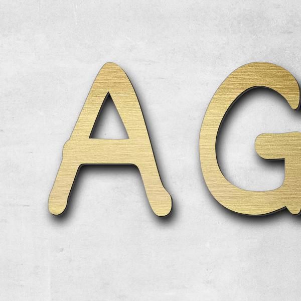 Lettering "AGNIES'K", acrylic plastic in Aspect laiton brushed - high quality & weather resistant