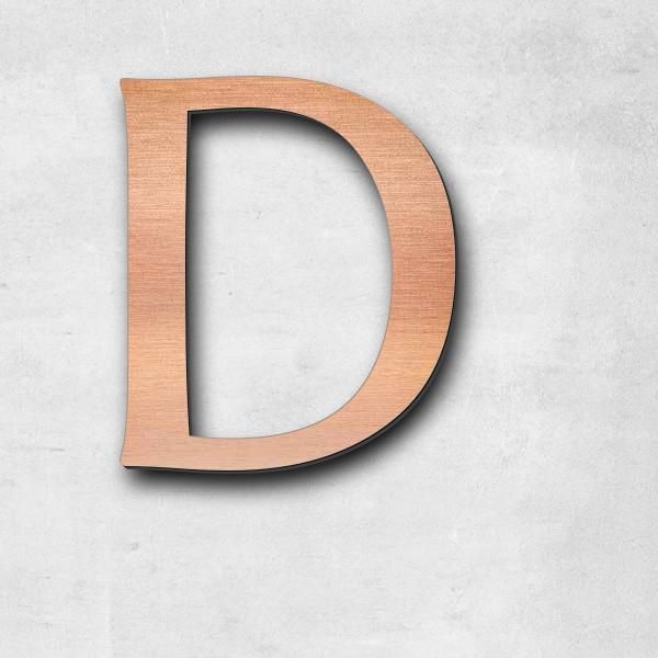 Enseigne "D", acrylique-plastique in Aspect cuivre brossé - de haute qualité & résistant aux intempéries