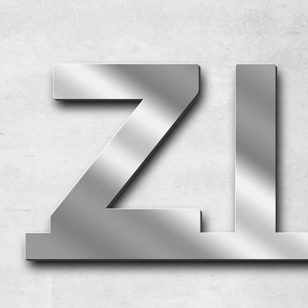 Schriftzug "Zimmermann" in Schriftart "Baseline", Edelstahl V2A spiegelpoliert - hochwertig & wetter