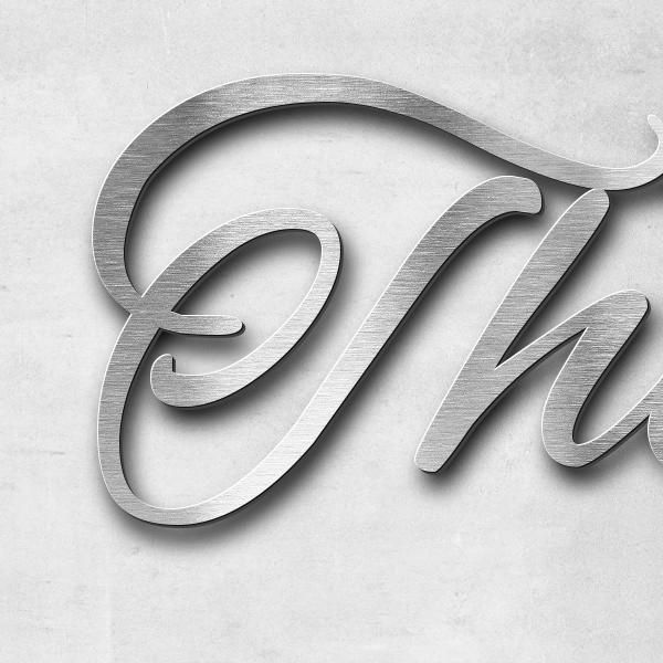 Schriftzug "Thomas Maria" in Schriftart "Jessari", Edelstahl V2A gebürstet - hochwertig & wetterbest