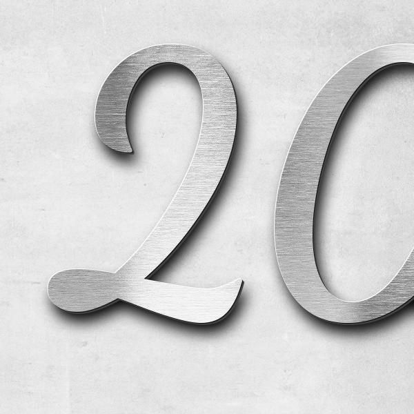 Schriftzug "2018 - 2023" in Schriftart "Filigrano", Edelstahl V2A gebürstet - hochwertig & wetterbes