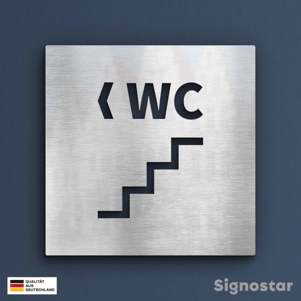 WC Schild Edelstahl - Treppe links 2