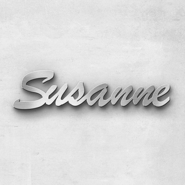 Schriftzug "Susanne", Breite: 14 cm, Schriftart: Lilly, Befestigung: Bolzen