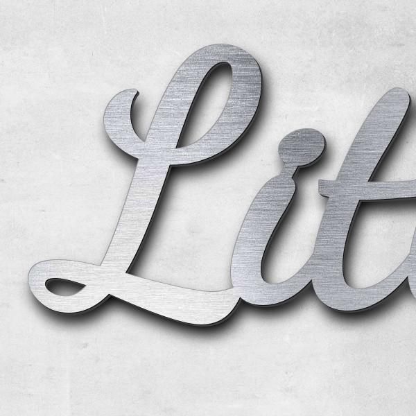 Schriftzug "LittleLily", Acryl-Kunststoff in Edelstahl-Optik gebürstet - hochwertig & wetterbeständi
