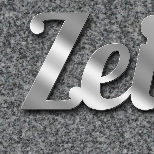 Schriftzug "Zeitung" in Schriftart "Catdog", Edelstahl V2A spiegelpoliert - hochwertig & wetterbestä