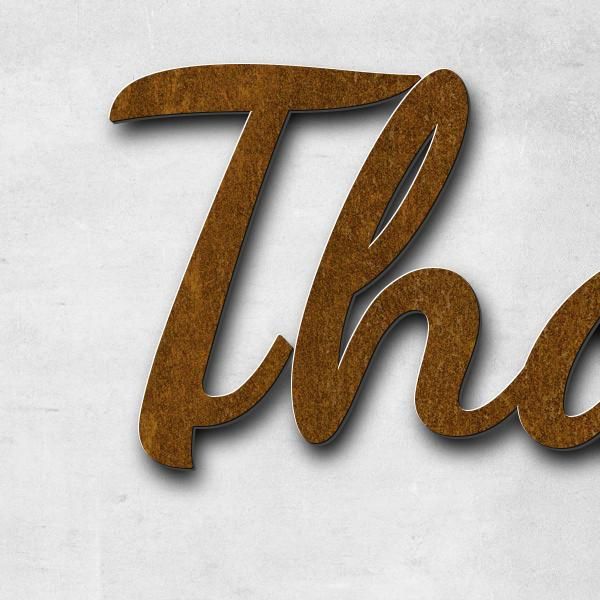 Schriftzug "Thalhammer Heinz" in Schriftart "Filigrano", Cortenstahl voroxidiert - hochwertig & wett