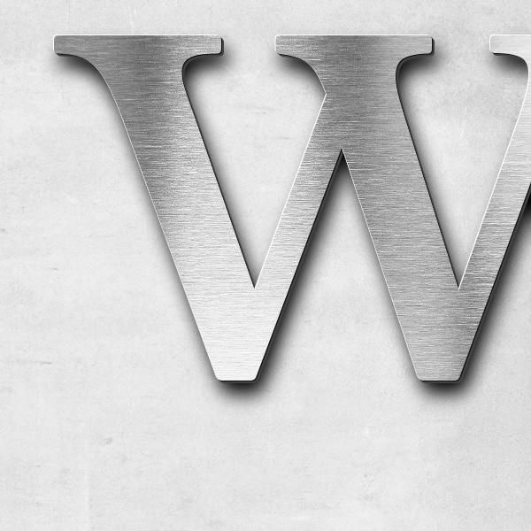 Schriftzug "Wassersport-Hotel Regattapark" in Schriftart "Serif", Edelstahl V2A gebürstet - hochwert