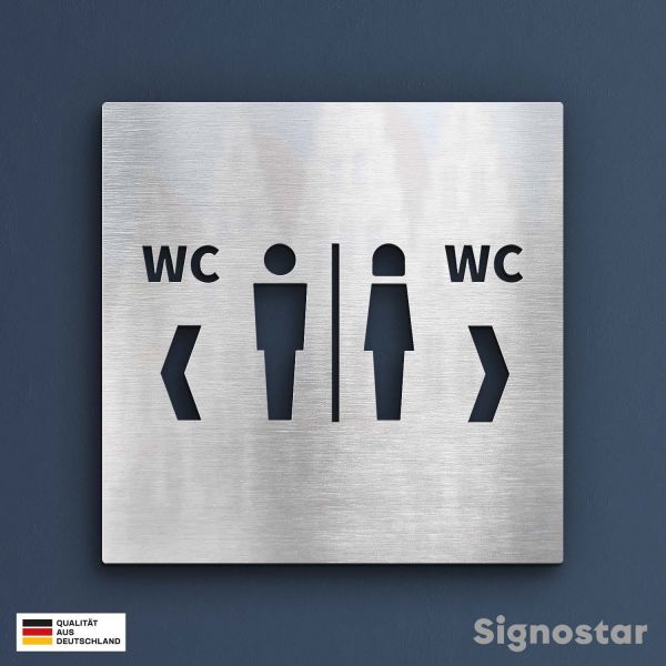 WC Schild Edelstahl - Herren & Damen WC links rechts