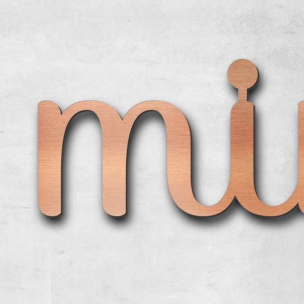 Schriftzug "mir wird nichts mangeln" in Schriftart "Autumna", Acryl-Kunststoff in Kupfer-Optik gebür