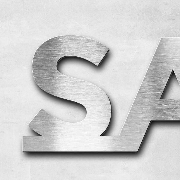 Schriftzug "SAARBURG" in Schriftart "Baseline", Edelstahl V2A gebürstet - hochwertig & wetterbeständ