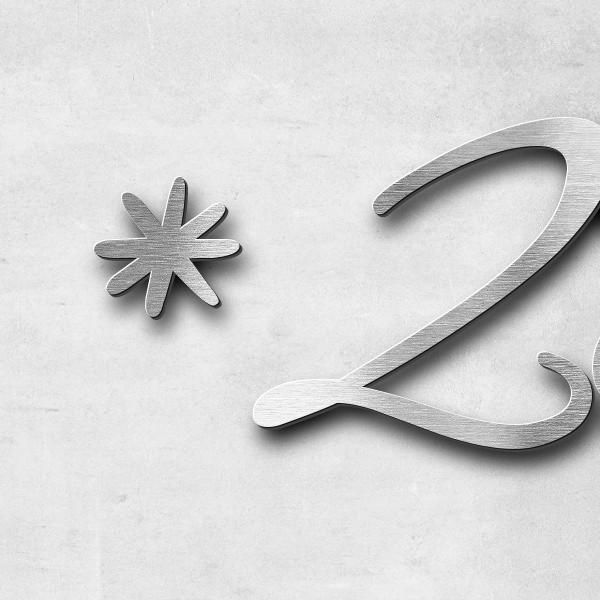 Schriftzug "*23.05.1957" in Schriftart "Jessari", Edelstahl V2A gebürstet - hochwertig & wetterbestä