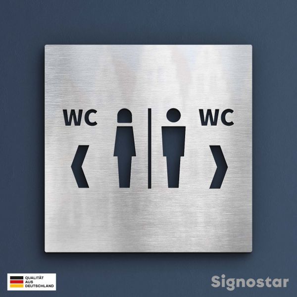 WC Schild Edelstahl - Damen & Herren WC links rechts