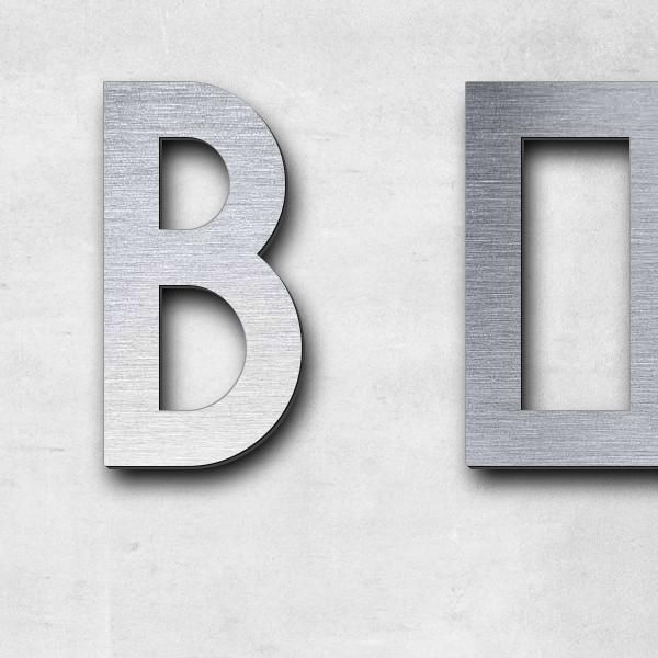 Schriftzug "B & W Martin" in Schriftart "Style 25", Acryl-Kunststoff in Edelstahl-Optik gebürstet -