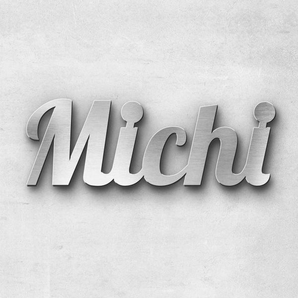 Schriftzug "Michi", Breite: 31 cm, Schriftart: Catdog, Befestigung: Selbstklebend