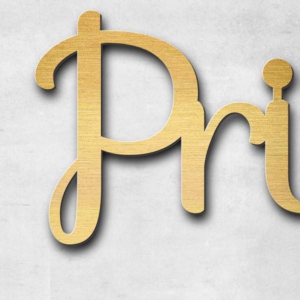 Lettering "Princess", brass oiled with hard oil - high quality & weather resistant