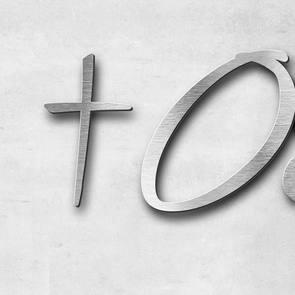 Schriftzug "†03.02.2025" in Schriftart "Jessari", Edelstahl V2A gebürstet - hochwertig & wetterbestä