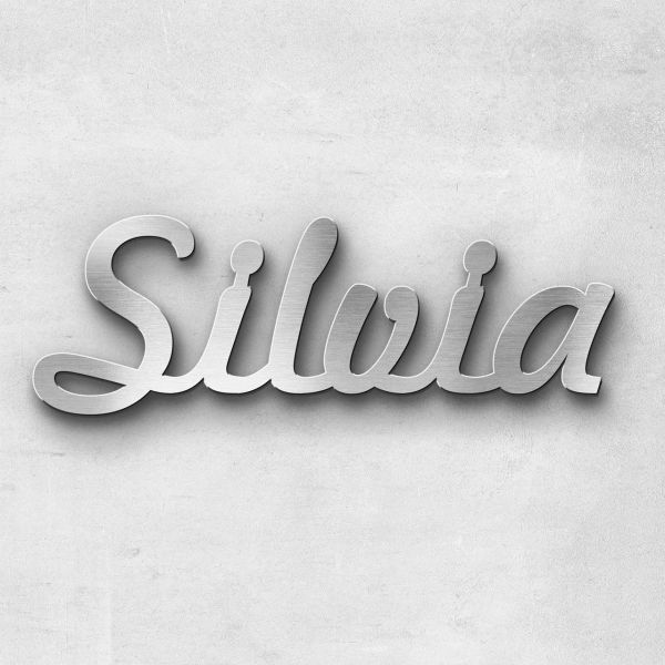 Schriftzug "Silvia", Breite: 9 cm, Schriftart: Lilly, Befestigung: Selbstklebend