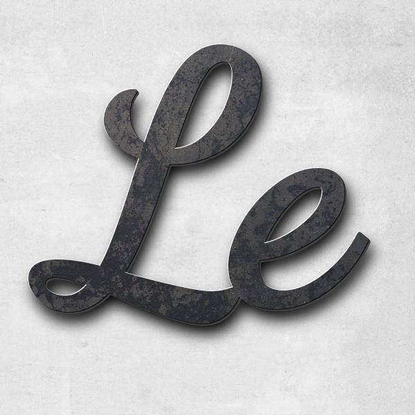 Schriftzug "Le Verney" in Schriftart "Filigrano", Cortenstahl unbehandelt - hochwertig & wetterbestä