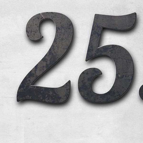 Schriftzug "25.1.1940" in Schriftart "Catdog", Cortenstahl unbehandelt - hochwertig & wetterbeständi