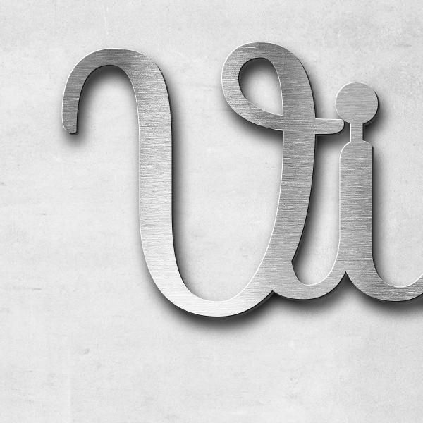 Lettering "Villa javier", stainless steel V2A brushed - high quality & weather resistant