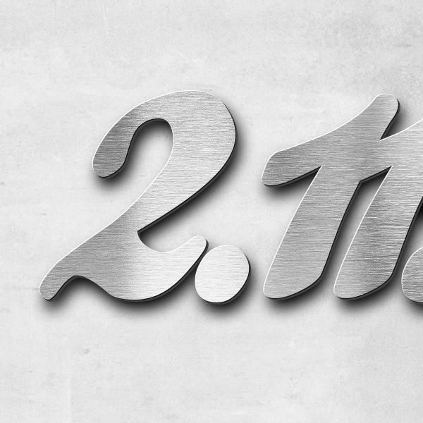 Schriftzug "2.11.1935" in Schriftart "Ballpark", Edelstahl V4A gebürstet - hochwertig & wetterbestän