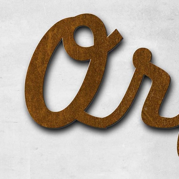 Lettering "Orfeuille", corten steel pre-oxidised - high quality & weather resistant