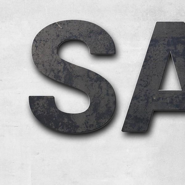 Lettering "SALLE DES FETES WC", corten steel untreated - high quality & weather resistant