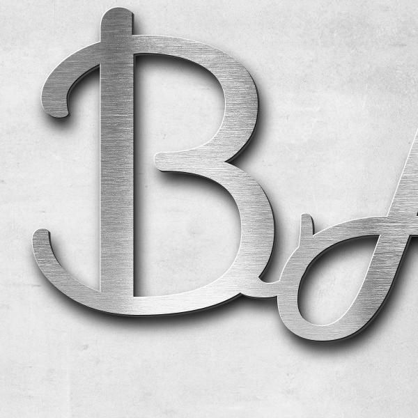Lettering "BARBER W", stainless steel V2A brushed - high quality & weather resistant