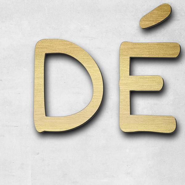 Lettering "DÉPÔT VENTE", acrylic plastic in Aspect laiton brushed - high quality & weather resistant