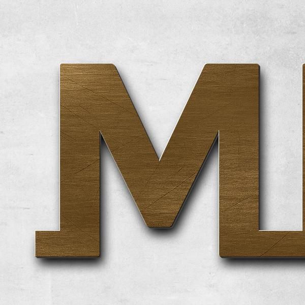 Schriftzug "Messing patiniert" in Schriftart "Baseline", Messing antik patiniert - hochwertig & wett