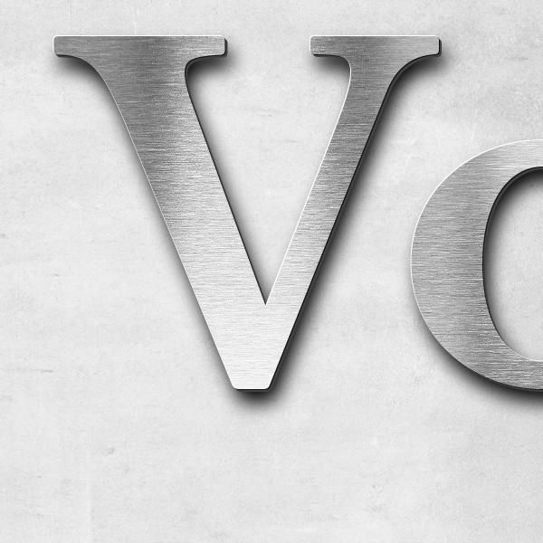 Lettering "Votre texte", stainless steel V2A brushed - high quality & weather resistant