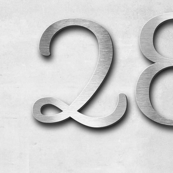 Schriftzug "28.06.2025" in Schriftart "Autumna", Edelstahl V2A gebürstet - hochwertig & wetterbestän