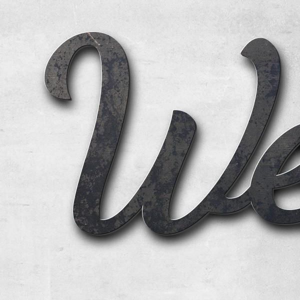 Schriftzug "Werner" in Schriftart "Filigrano", Cortenstahl unbehandelt - hochwertig & wetterbeständi