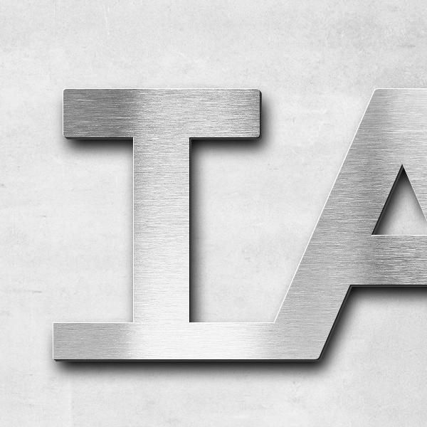 Schriftzug "Talbachg.198" in Schriftart "Baseline", Edelstahl V2A gebürstet - hochwertig & wetterbes