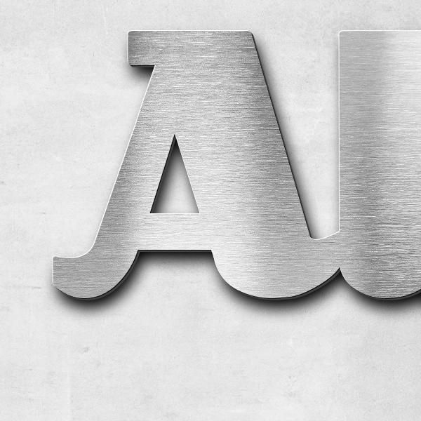 Schriftzug "Alt-Rosenthal" in Schriftart "Woofer", Edelstahl V2A gebürstet - hochwertig & wetterbest