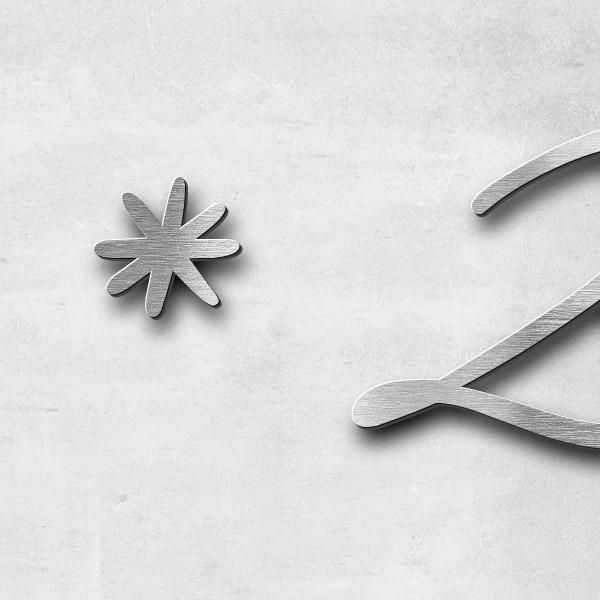 Schriftzug "* 25.12.1947" in Schriftart "Jessari", Edelstahl V2A gebürstet - hochwertig & wetterbest
