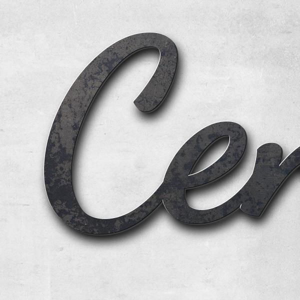 Lettering "Centre de Formation", corten steel untreated - high quality & weather resistant