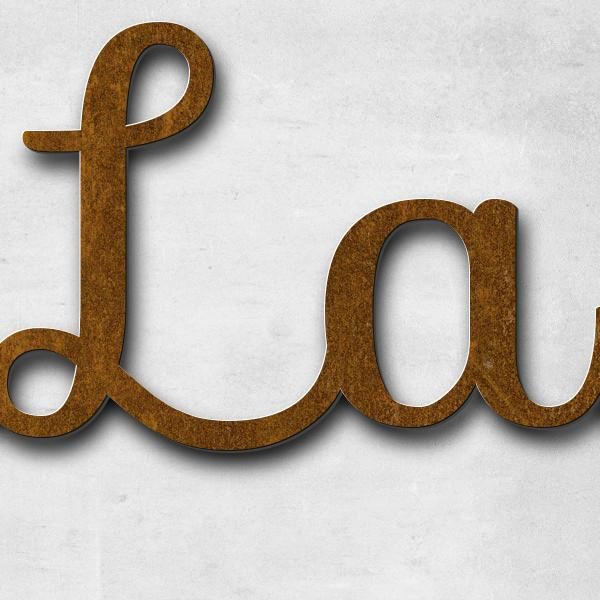 Lettering "La maison", corten steel pre-oxidised - high quality & weather resistant